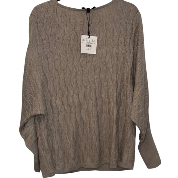Melanie Lyne grey honeycomb knit dolman sleeve sweater size L NWT - Picture 2 of 5